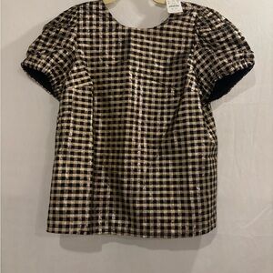J.Crew Black and Gold Plaid Top
